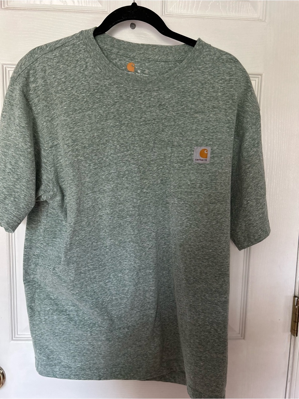 Carhartt Heather Sage Green Short-Sleeve Logo Pocket Tee Medium